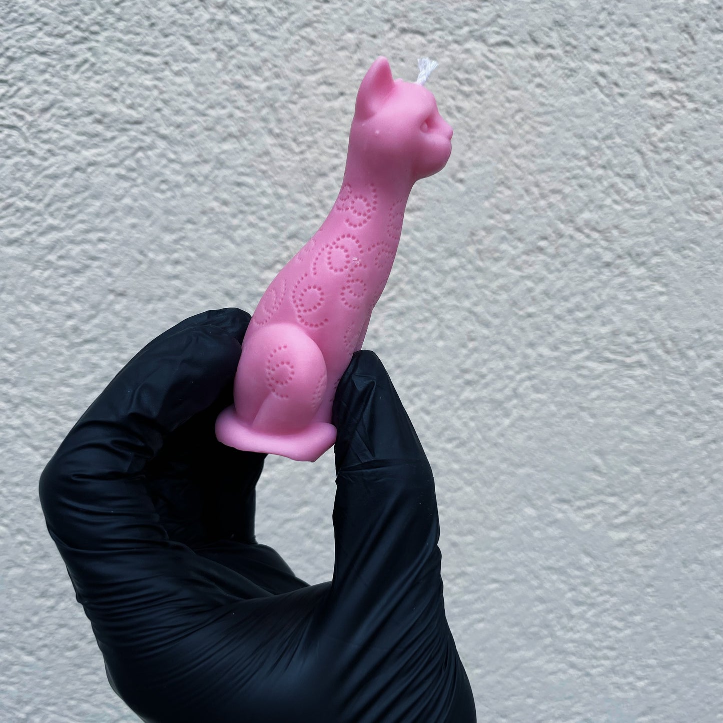 Pink cica szójagyertya figura