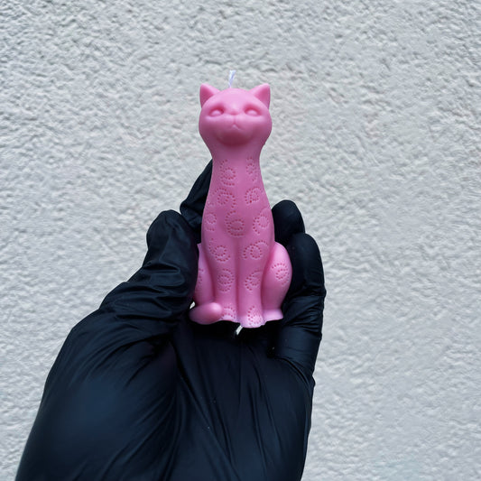 Pink cica szójagyertya figura