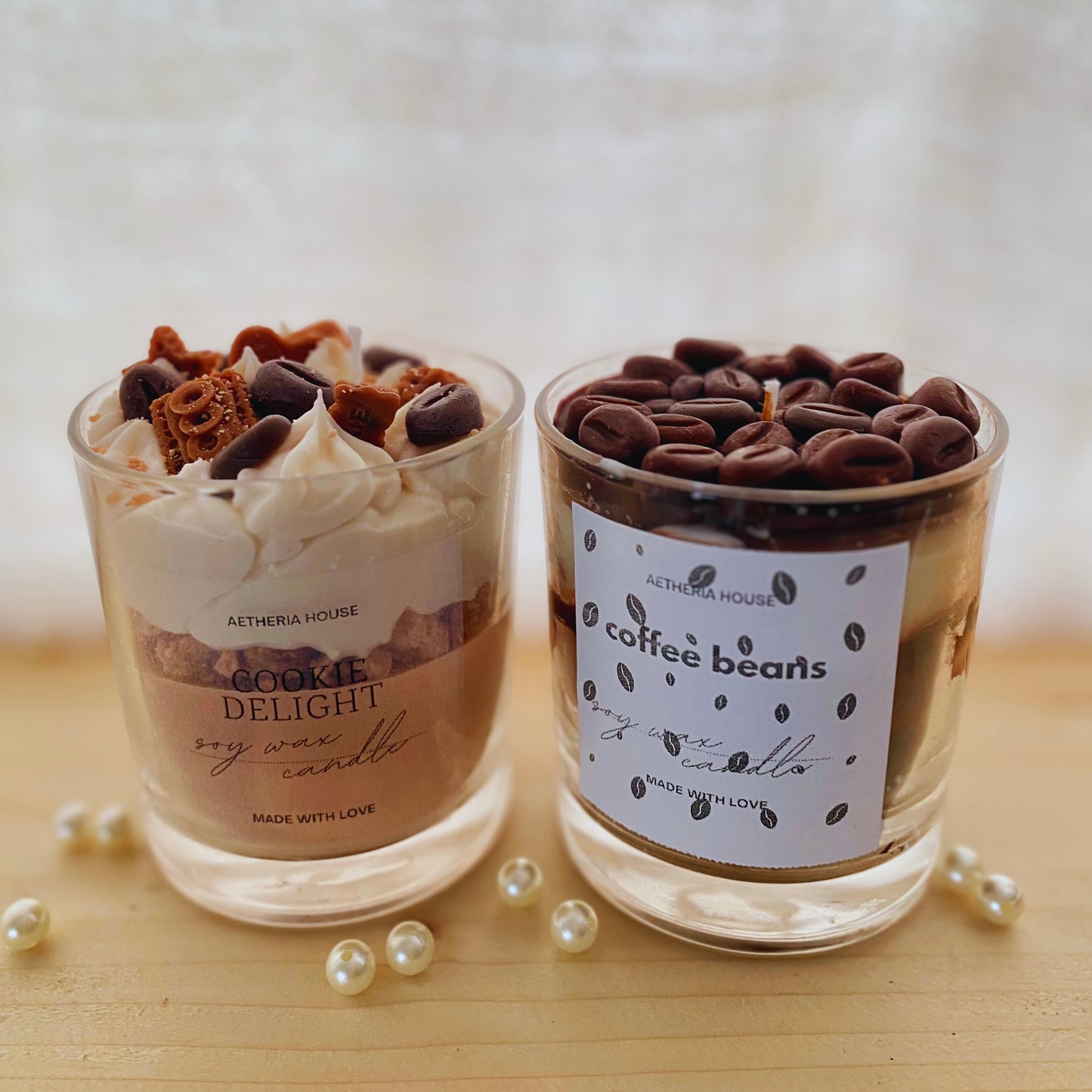 Kávé tematikájú poharas gyertya csomag – Cookie Delight & Coffee Beans